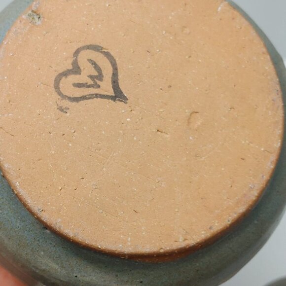 Vintage Artisan Made Blue Clay Jar with Lid blue gray studio ceramic lidded box - Picture 4 of 5